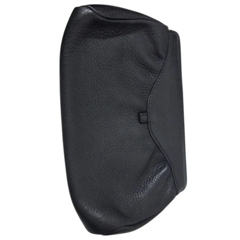 Cole Haan Women's Black Pebble Leather Clutch Magnetic Closure